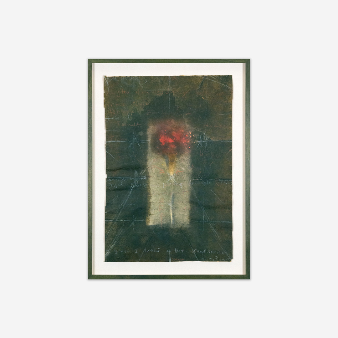 Grönfärgad valnöt med svävande konst